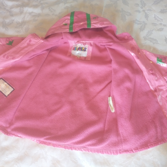 Driplets Jacket Girls 3T Raincoat Snap Button Strawberry All Over Print Lined - Picture 8 of 13